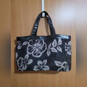 Elegant Floral Black and Gray Tote Bag